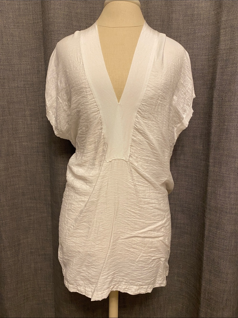 Zara Collection White V-Neck Short Sleeve Tunic